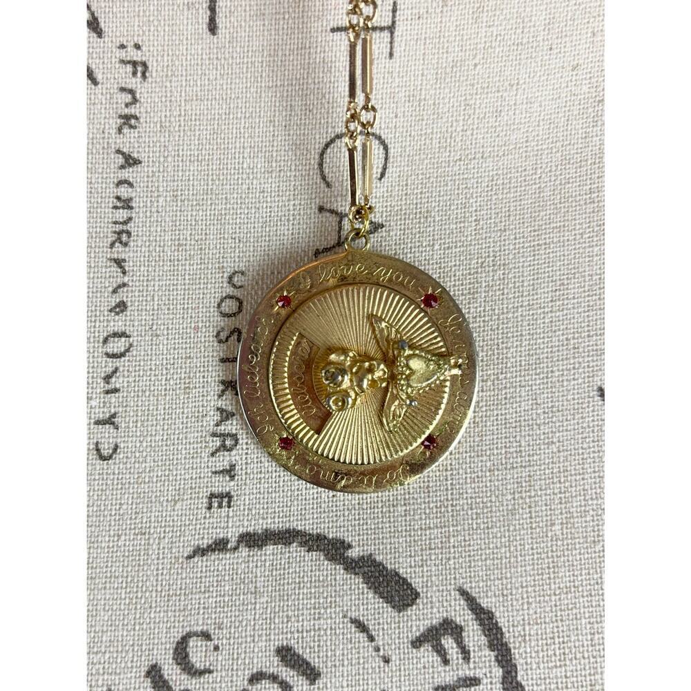 B11 Kramer Vintage Necklace I Love You Medallion Angel Heart - Picture 8 of 13